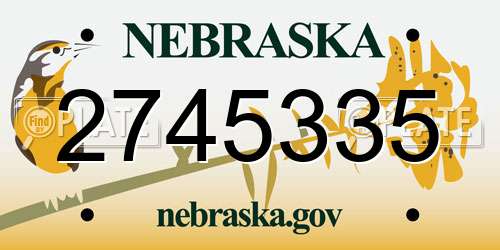 2745335 Nebraska License Plate