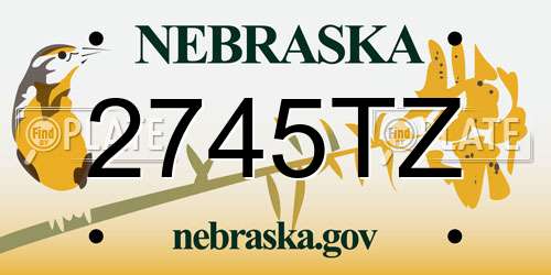 2745TZ Nebraska License Plate