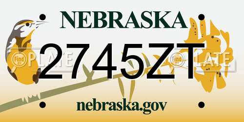 2745ZT Nebraska License Plate