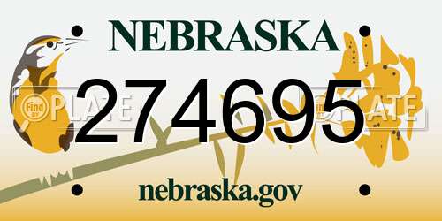 274695 Nebraska License Plate