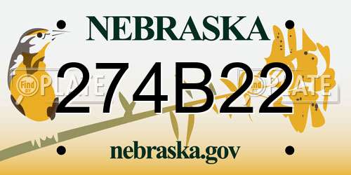 274B22 Nebraska License Plate