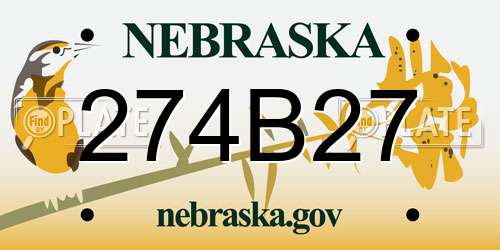 274B27 Nebraska License Plate