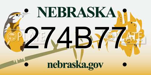 274B77 Nebraska License Plate