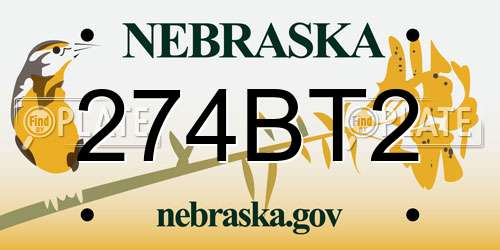 274BT2 Nebraska License Plate