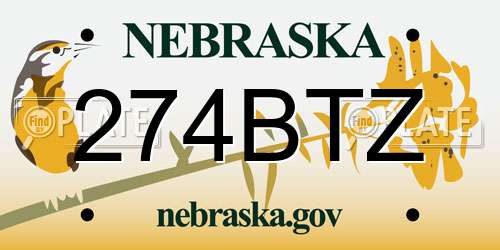 274BTZ Nebraska License Plate