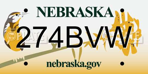 274BVW Nebraska License Plate