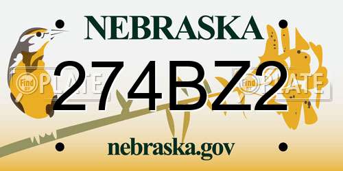 274BZ2 Nebraska License Plate