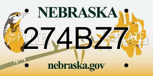 274BZ7 Nebraska License Plate