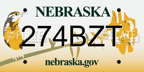 274BZT Nebraska License Plate