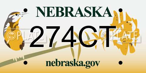 274CT Nebraska License Plate