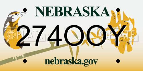 274OOY Nebraska License Plate