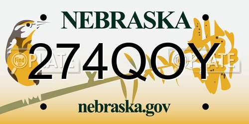 274QOY Nebraska License Plate