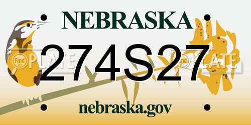 274S27 Nebraska License Plate
