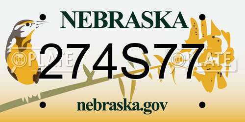 274S77 Nebraska License Plate