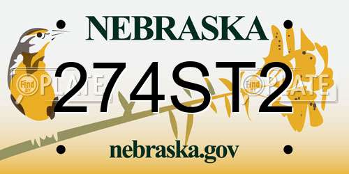 274ST2 Nebraska License Plate