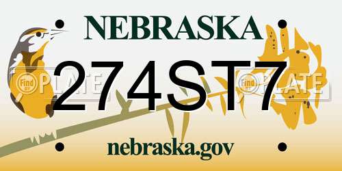 274ST7 Nebraska License Plate