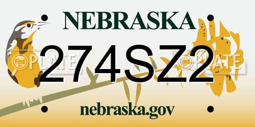 274SZ2 Nebraska License Plate