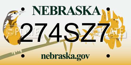 274SZ7 Nebraska License Plate