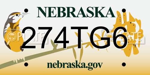 274TG6 Nebraska License Plate