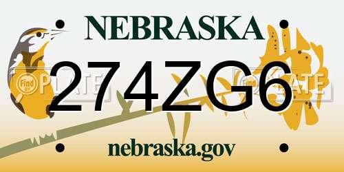274ZG6 Nebraska License Plate