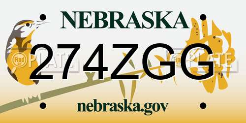 274ZGG Nebraska License Plate
