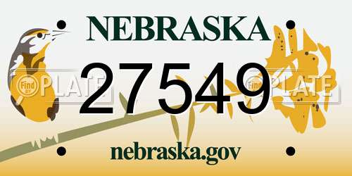27549 Nebraska License Plate