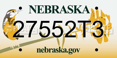 27552T3 Nebraska License Plate