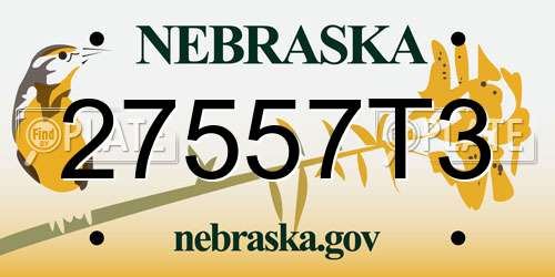 27557T3 Nebraska License Plate