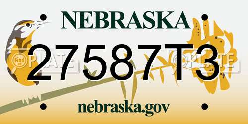 27587T3 Nebraska License Plate
