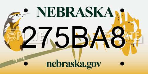 275BA8 Nebraska License Plate