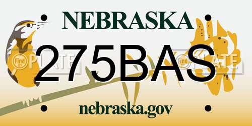 275BAS Nebraska License Plate