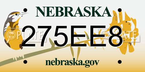 275EE8 Nebraska License Plate