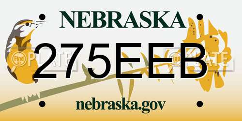 275EEB Nebraska License Plate