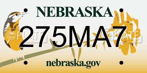 275MA7 Nebraska License Plate