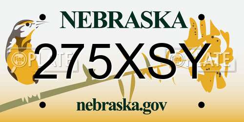 275XSY Nebraska License Plate