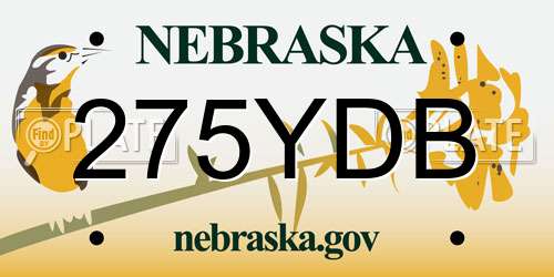 275YDB Nebraska License Plate