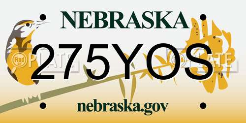 275YOS Nebraska License Plate