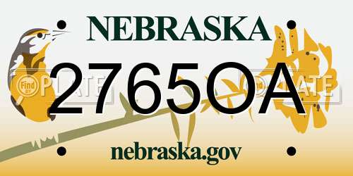 2765OA Nebraska License Plate