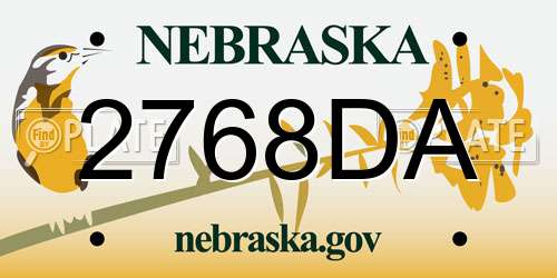 2768DA Nebraska License Plate