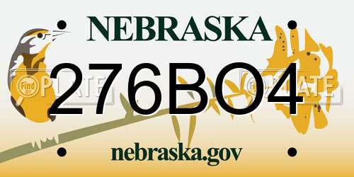 276BO4 Nebraska License Plate