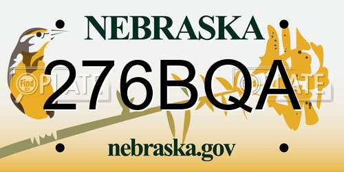 276BQA Nebraska License Plate