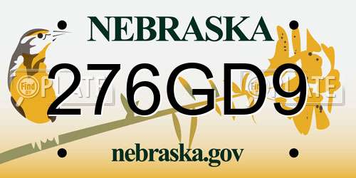 276GD9 Nebraska License Plate