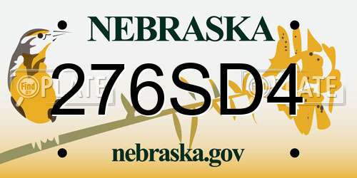 276SD4 Nebraska License Plate