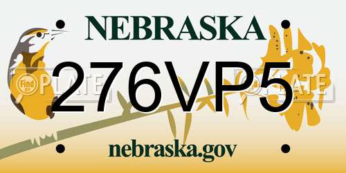276VP5 Nebraska License Plate