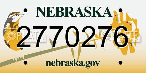2770276 Nebraska License Plate