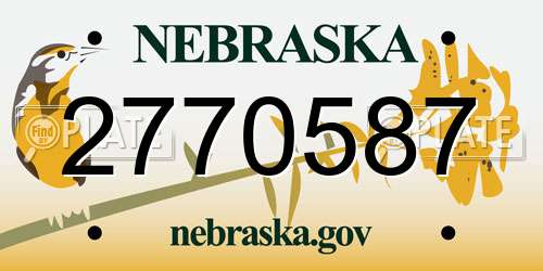 2770587 Nebraska License Plate