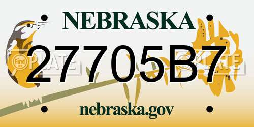 27705B7 Nebraska License Plate