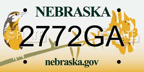 2772GA Nebraska License Plate