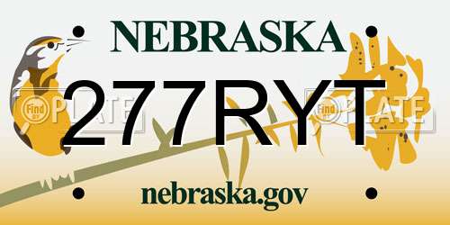 277RYT Nebraska License Plate