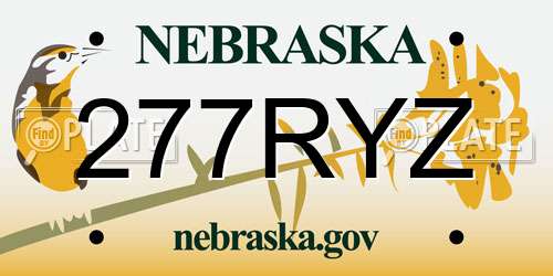 277RYZ Nebraska License Plate